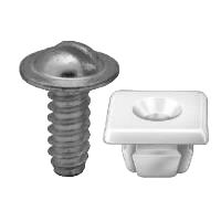 Nylon Screw/Nut Set for License Plate, 1/4" x 5/8" Screw with Zinc Washer, White Nylon Nut