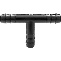 Nylon T-connector for hose ID 1/4" x 1/4" x 1/4" barbs on each end