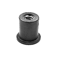 Rubber nut 1/4-20 Well Nut® dia. 0.625" head with captive brass nut