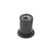 Rubber nut #10-32 Well Nut® dia. 0.500" head with captive brass nut