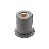 Rubber nut #10-32 Well Nut® length 0.703" with captive brass nut