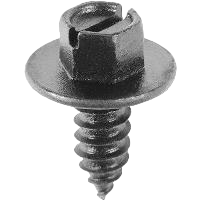 #14 x 5/8" License Plate Screw, Slotted Hex Head with Washer - Black E-coat