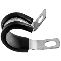 1-1/2" steel clamp with 17/64" hole for screws, neoprene sheath - Zinc